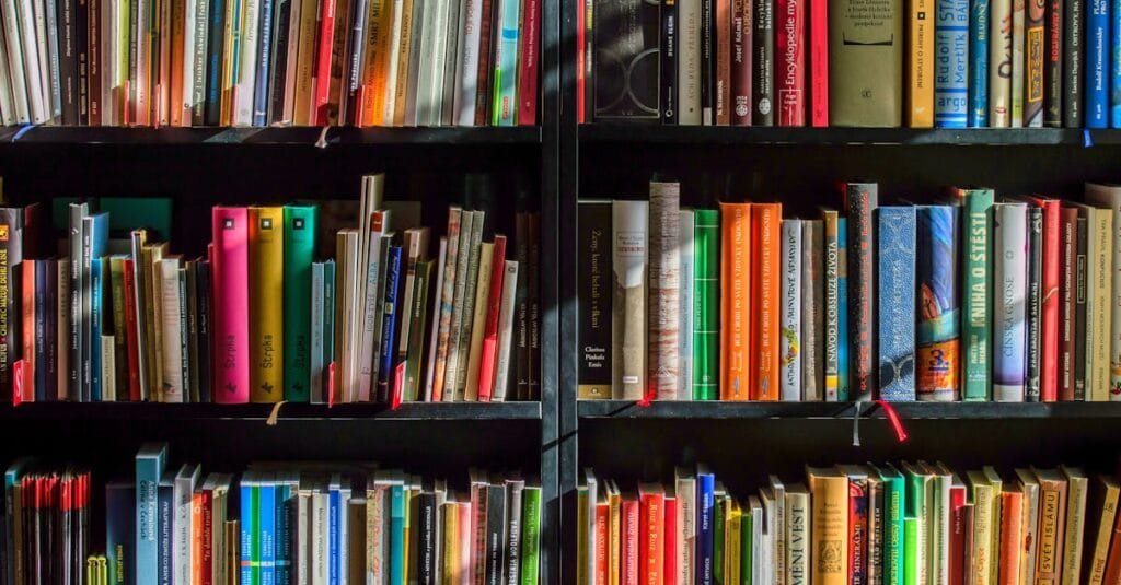 Books in Black Wooden Book Shelf